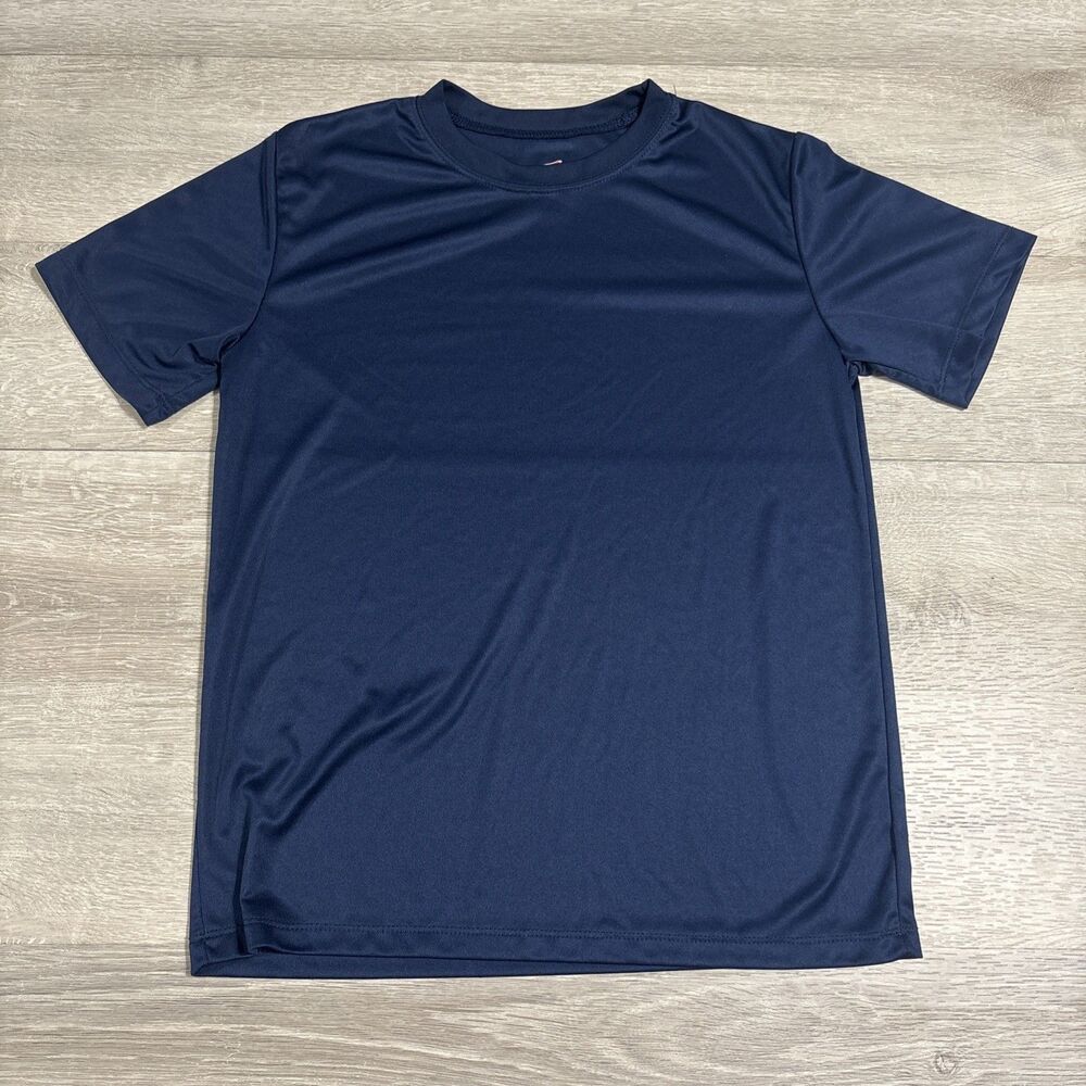 Hanes Cool Dri Youth L/G Navy Blue Athletic T-Shirt 100% Polyester
